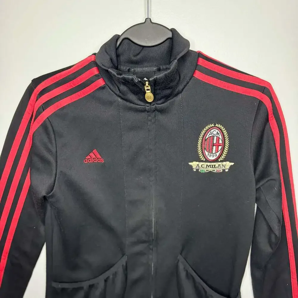 Adidas AC Milan Track Jacket Black Red Stripe Soccer Size Small